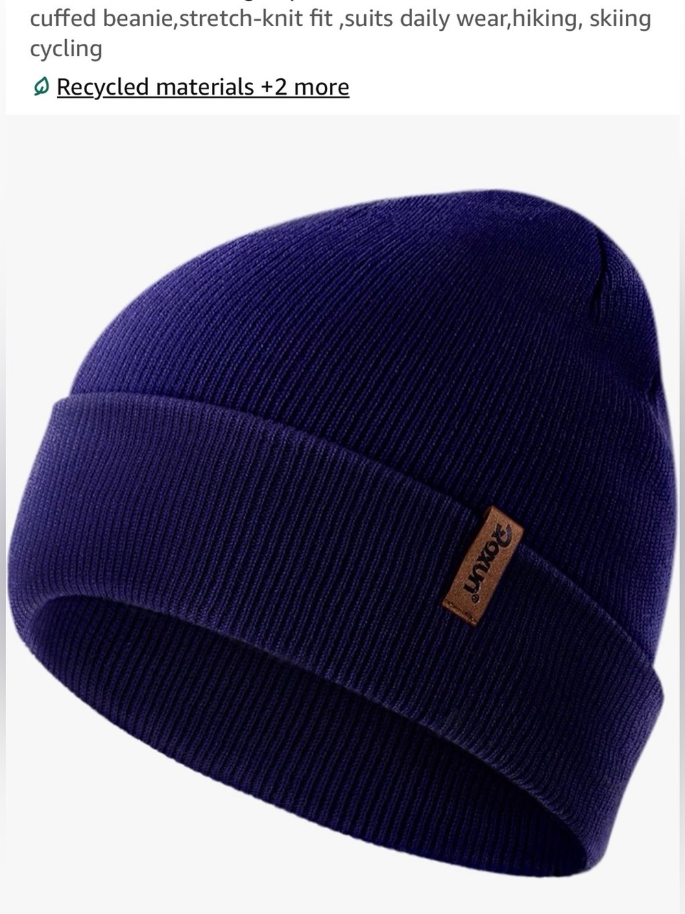 New- Roxun- Classic Cuffed Knit Beanie - Navy Blue- one size fits all